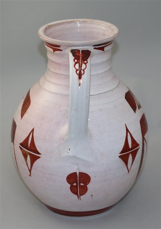 Alan Caiger-Smith MBE (born 1930). A large tin glaze lustre jug, 28cm